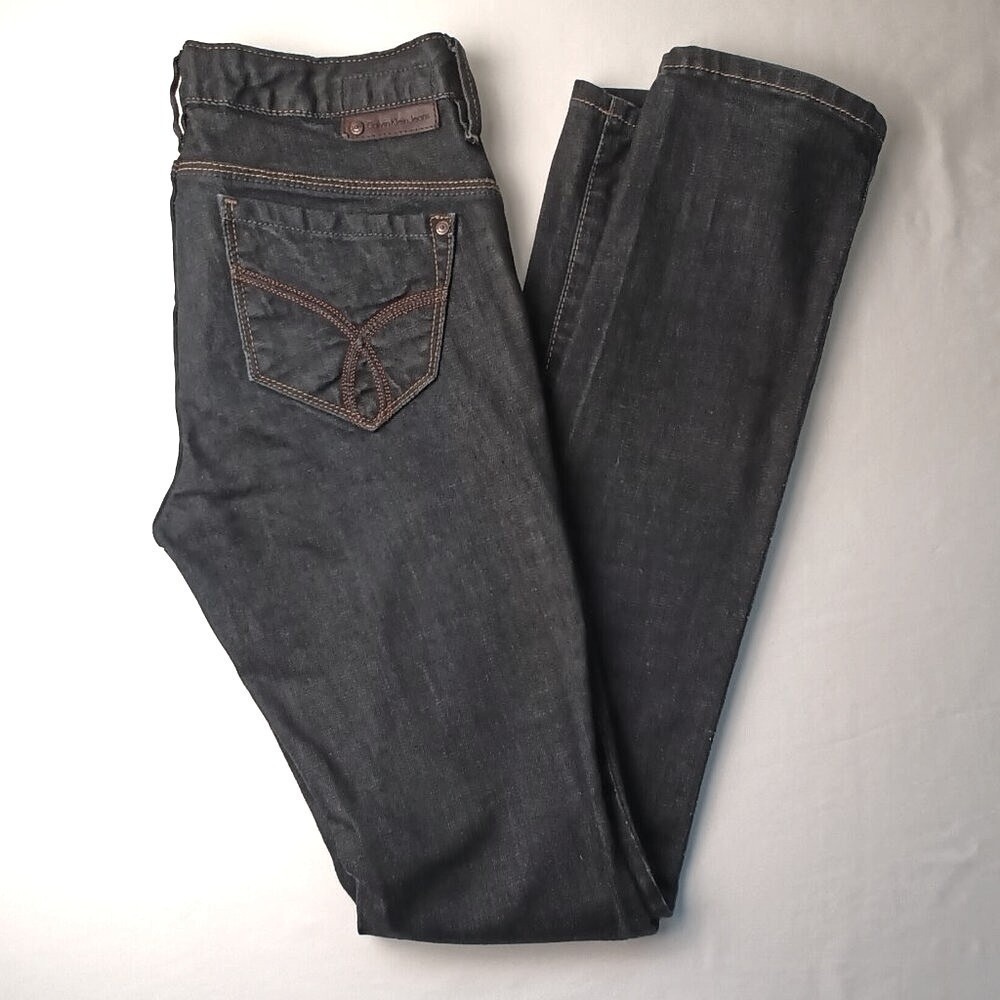 Calvin Klein Womens Body Skinny Low Rise Dark Wash Denim Jeans Size 27/4 Y2K